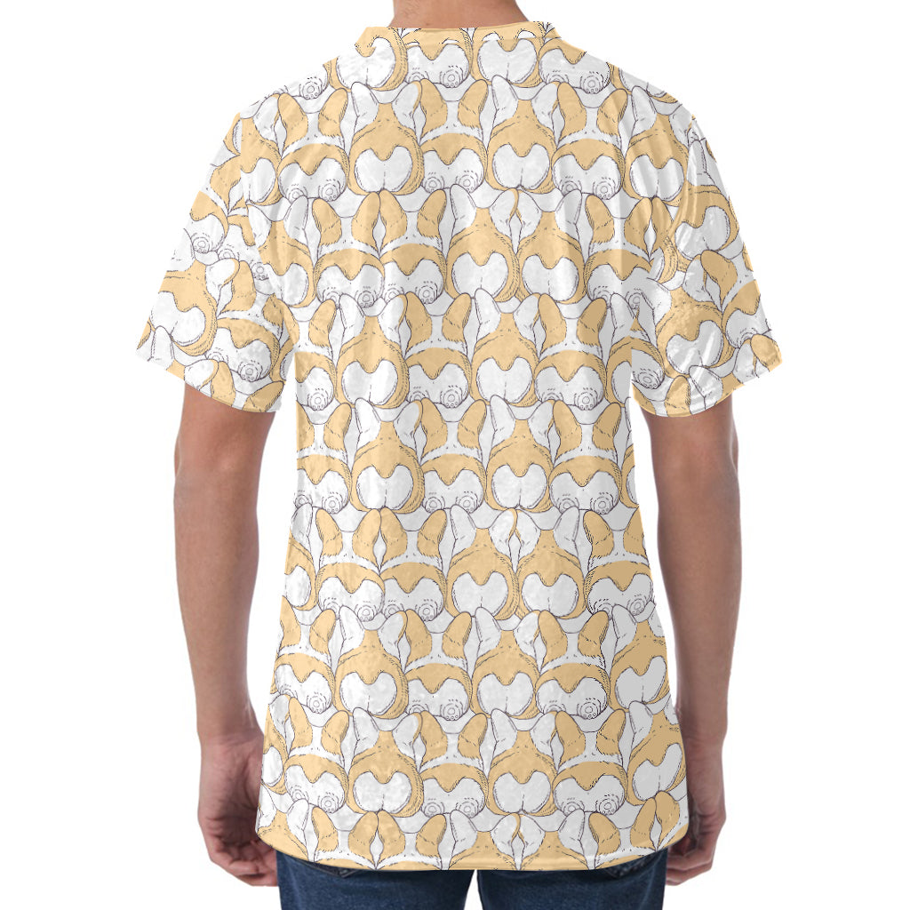 Corgi Butt Pattern Print Men's Velvet T-Shirt