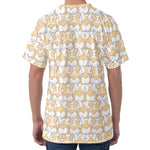 Corgi Butt Pattern Print Men's Velvet T-Shirt