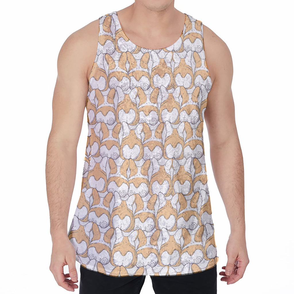 Corgi Butt Pattern Print Men's Velvet Tank Top