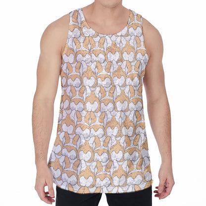 Corgi Butt Pattern Print Men's Velvet Tank Top