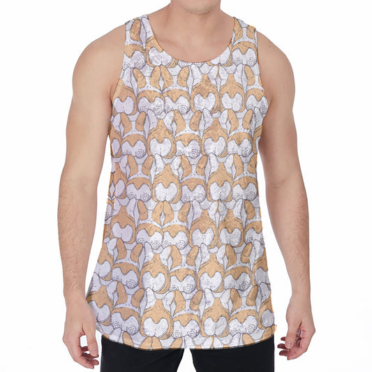 Corgi Butt Pattern Print Men's Velvet Tank Top