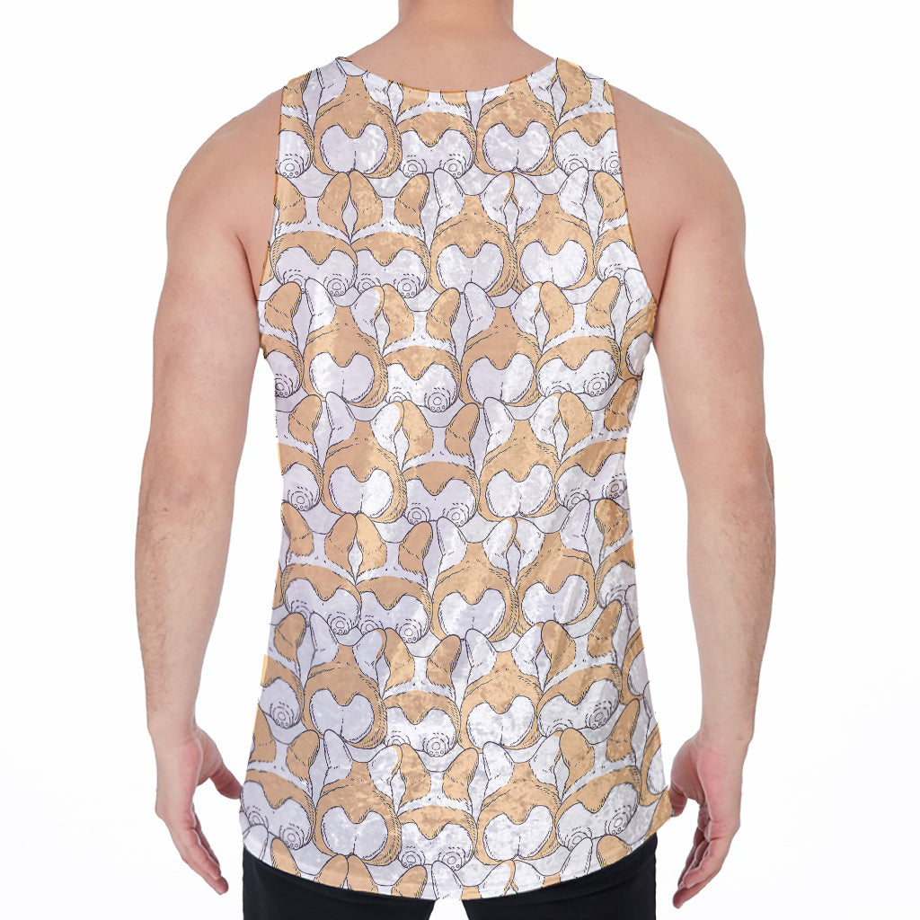 Corgi Butt Pattern Print Men's Velvet Tank Top