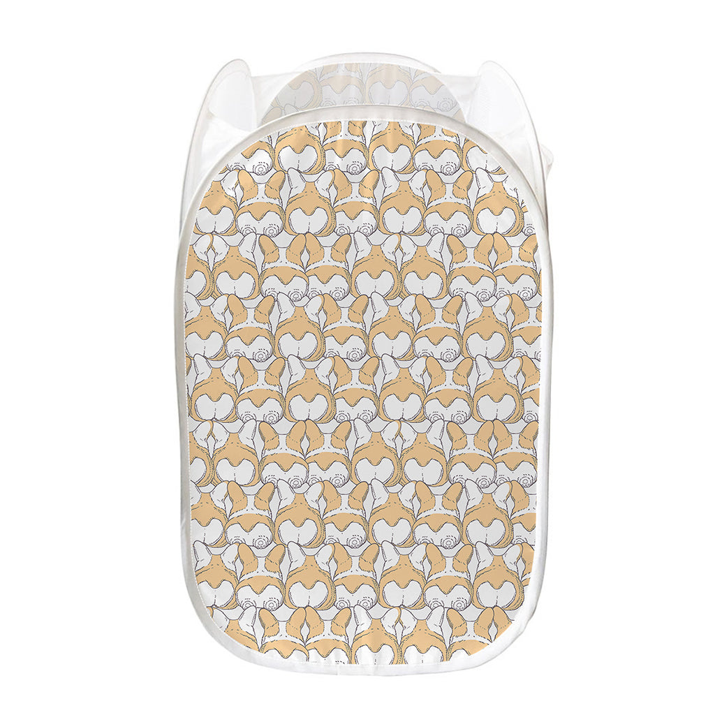 Corgi Butt Pattern Print Mesh Laundry Hamper