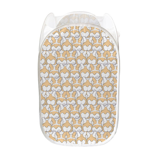 Corgi Butt Pattern Print Mesh Laundry Hamper