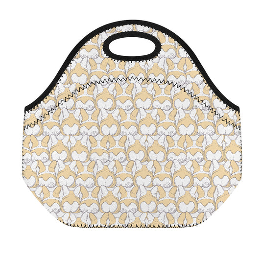 Corgi Butt Pattern Print Neoprene Lunch Bag