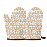 Corgi Butt Pattern Print Oven Mitts