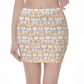 Corgi Butt Pattern Print Pencil Mini Skirt