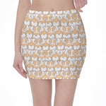 Corgi Butt Pattern Print Pencil Mini Skirt