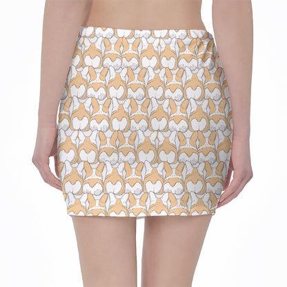 Corgi Butt Pattern Print Pencil Mini Skirt