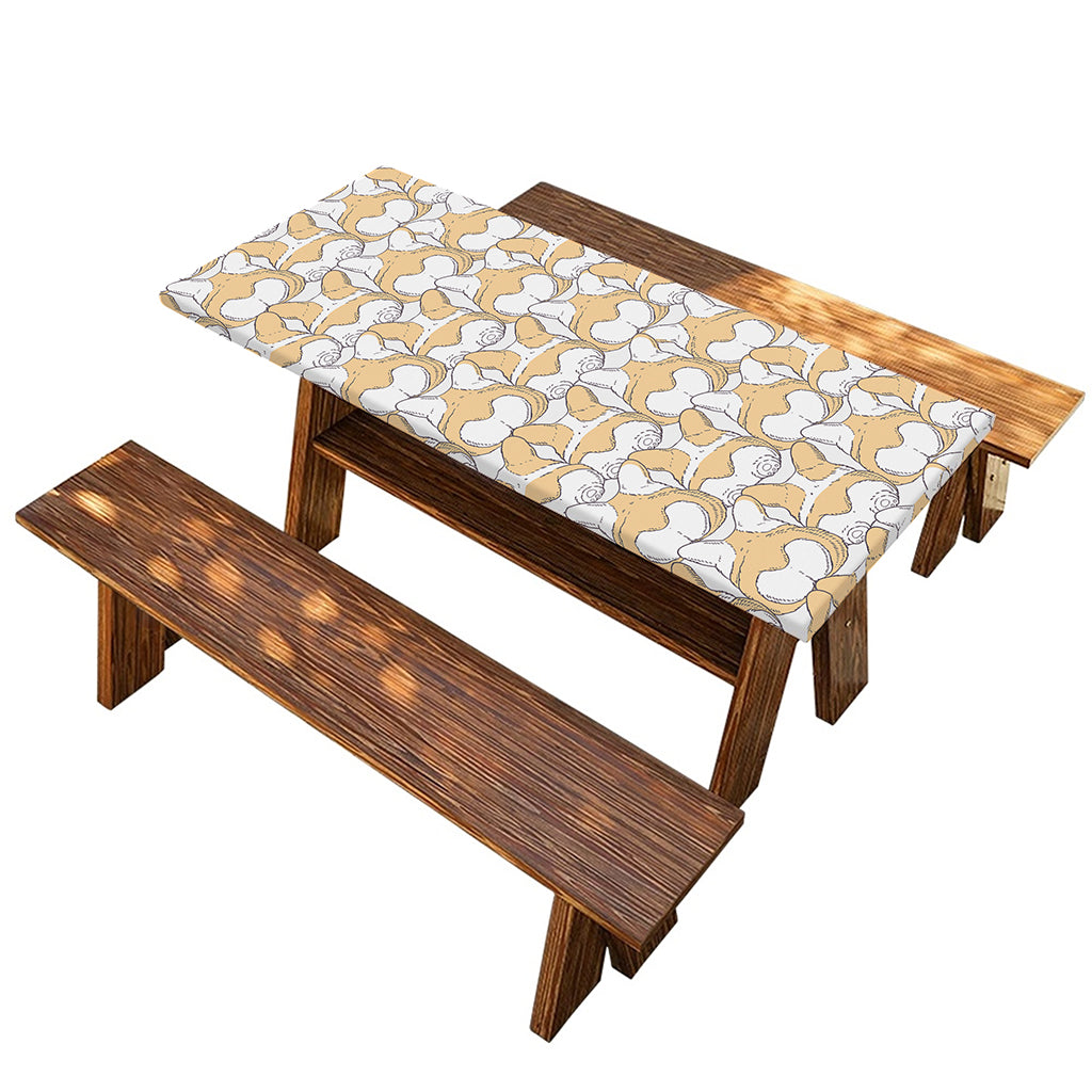 Corgi Butt Pattern Print Picnic Table Cover