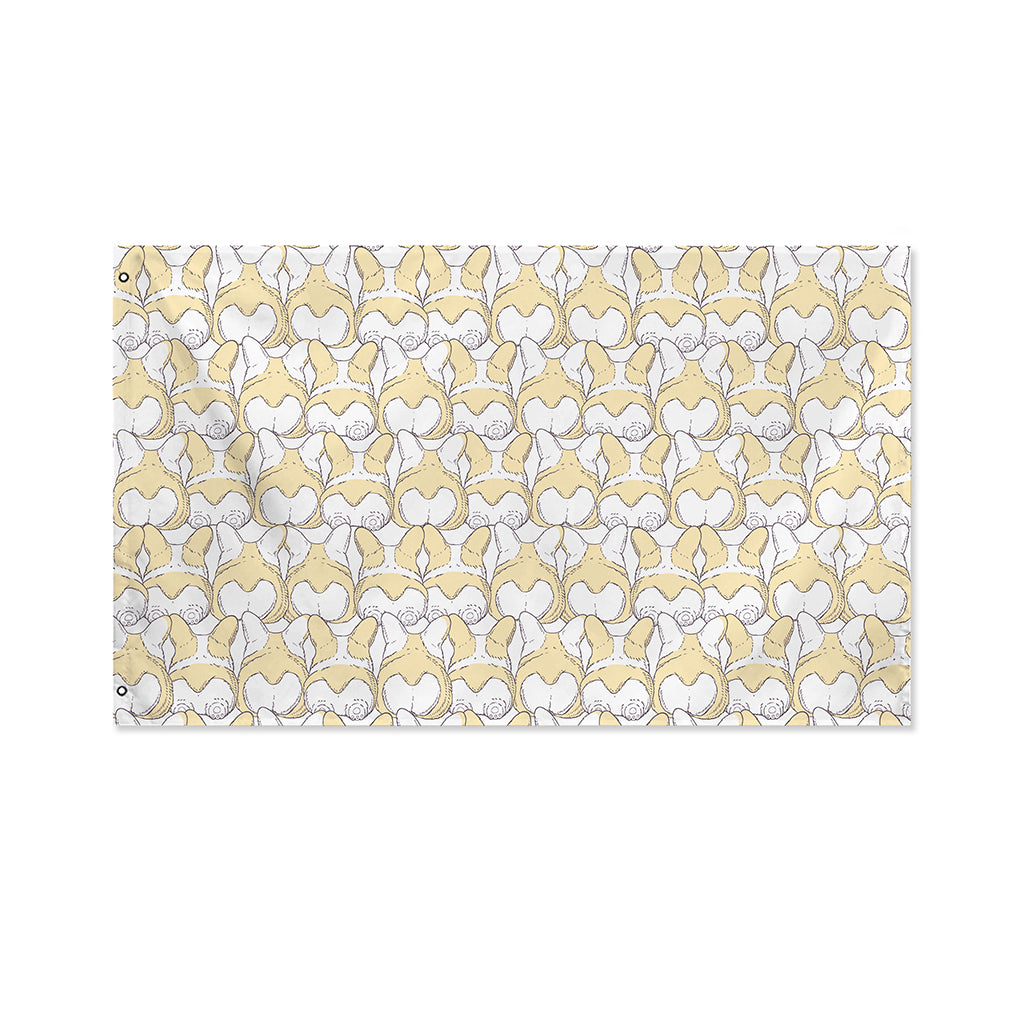 Corgi Butt Pattern Print Polyester Flag