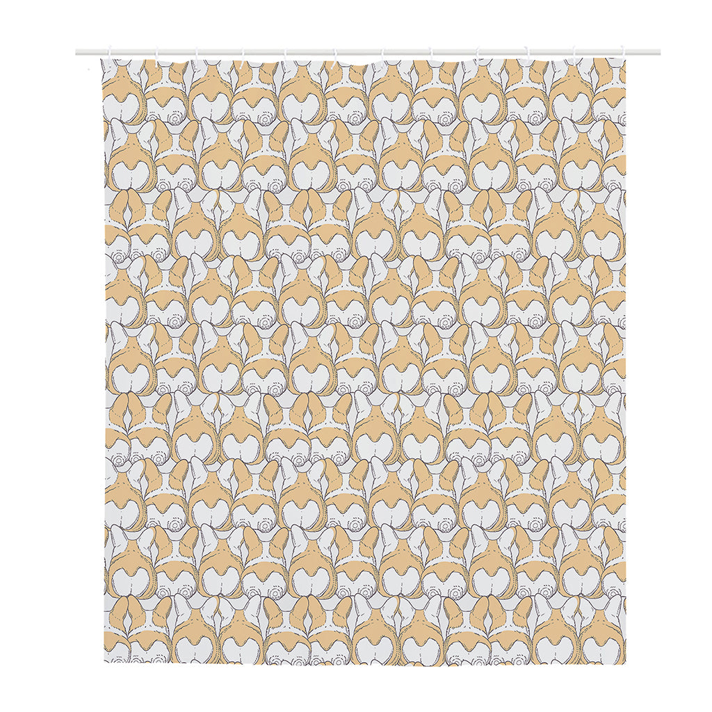 Corgi Butt Pattern Print Polyester Shower Curtain