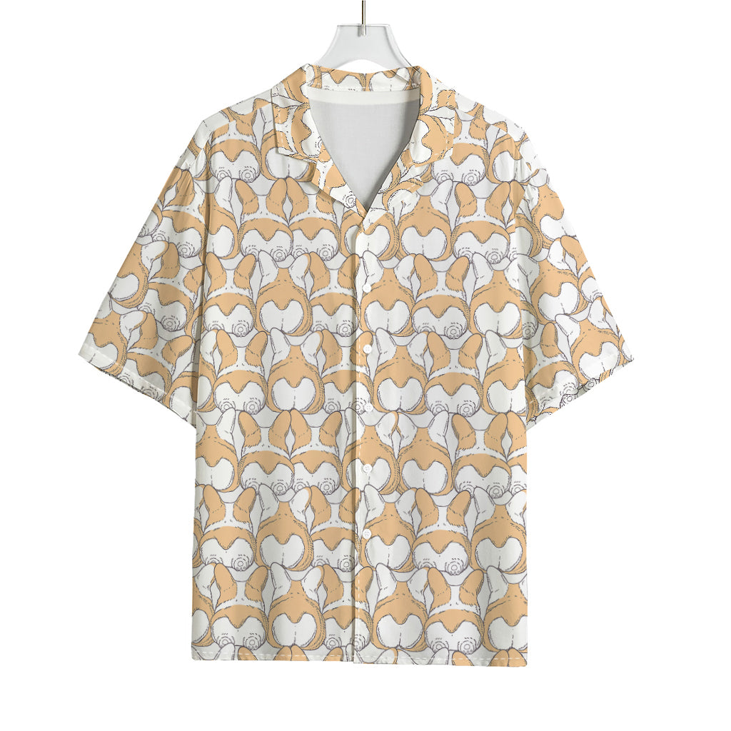 Corgi Butt Pattern Print Rayon Hawaiian Shirt