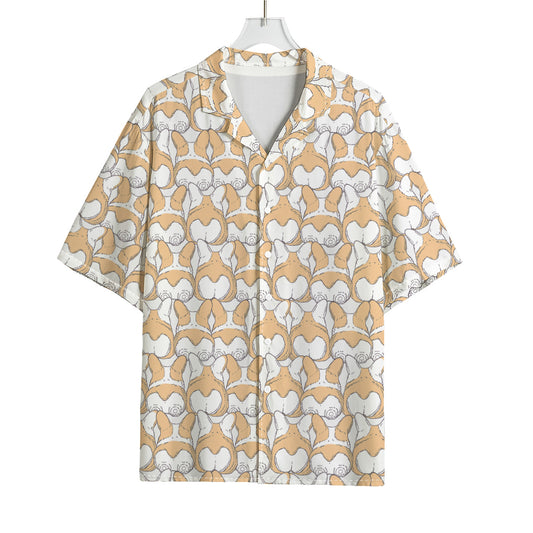 Corgi Butt Pattern Print Rayon Hawaiian Shirt