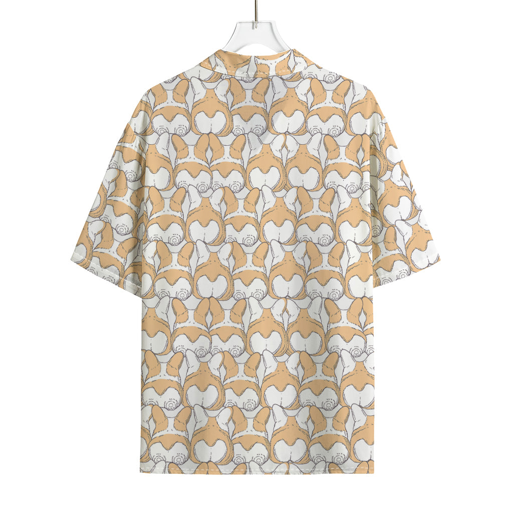 Corgi Butt Pattern Print Rayon Hawaiian Shirt