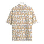 Corgi Butt Pattern Print Rayon Hawaiian Shirt