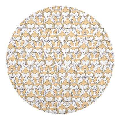 Corgi Butt Pattern Print Round Blanket