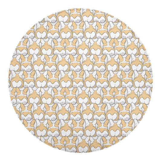 Corgi Butt Pattern Print Round Blanket