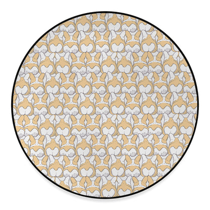 Corgi Butt Pattern Print Round Floor Mat