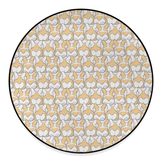 Corgi Butt Pattern Print Round Floor Mat