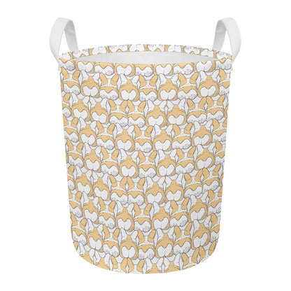 Corgi Butt Pattern Print Round Laundry Basket