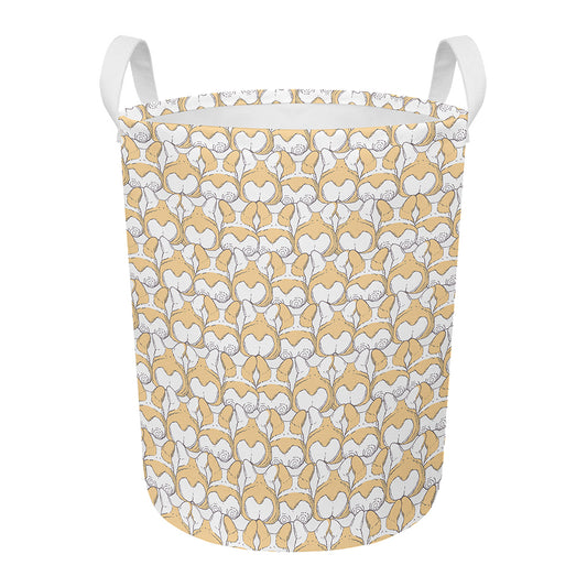 Corgi Butt Pattern Print Round Laundry Basket