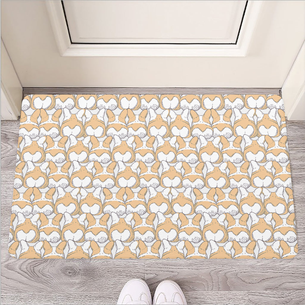 Corgi Butt Pattern Print Rubber Doormat