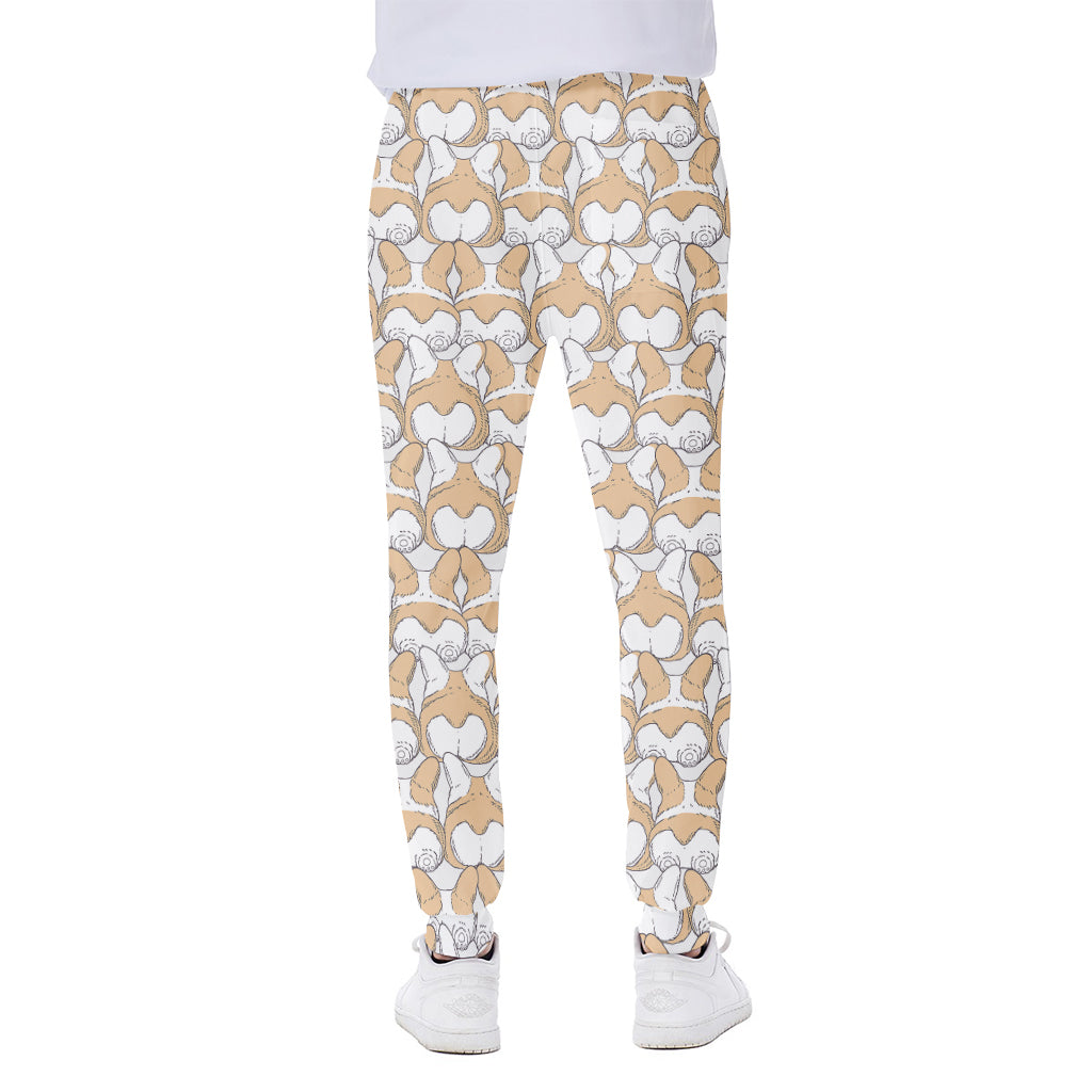 Corgi Butt Pattern Print Scuba Joggers