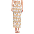 Corgi Butt Pattern Print Side Slit Maxi Skirt