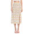 Corgi Butt Pattern Print Side Slit Midi Skirt