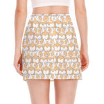 Corgi Butt Pattern Print Side Slit Mini Skirt