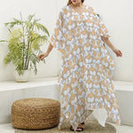 Corgi Butt Pattern Print Silk V-Neck Kaftan Dress