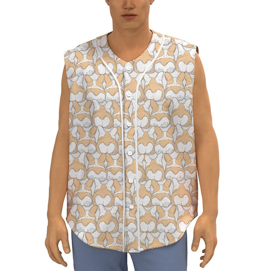 Corgi Butt Pattern Print Sleeveless Baseball Jersey