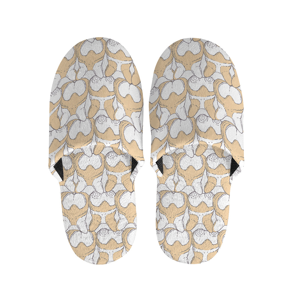 Corgi Butt Pattern Print Slippers