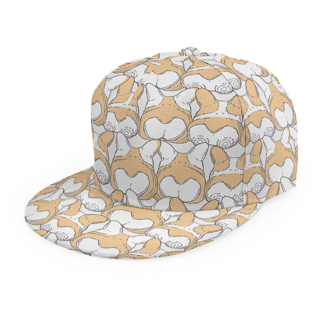 Corgi Butt Pattern Print Snapback Cap