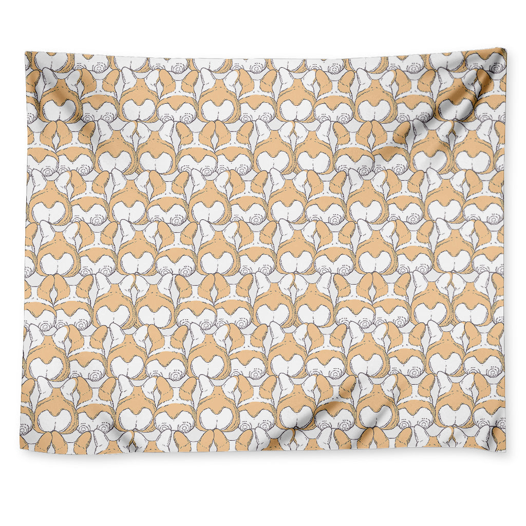 Corgi Butt Pattern Print Tapestry