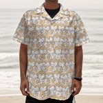Corgi Butt Pattern Print Textured Short Sleeve Shirt
