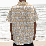 Corgi Butt Pattern Print Textured Short Sleeve Shirt