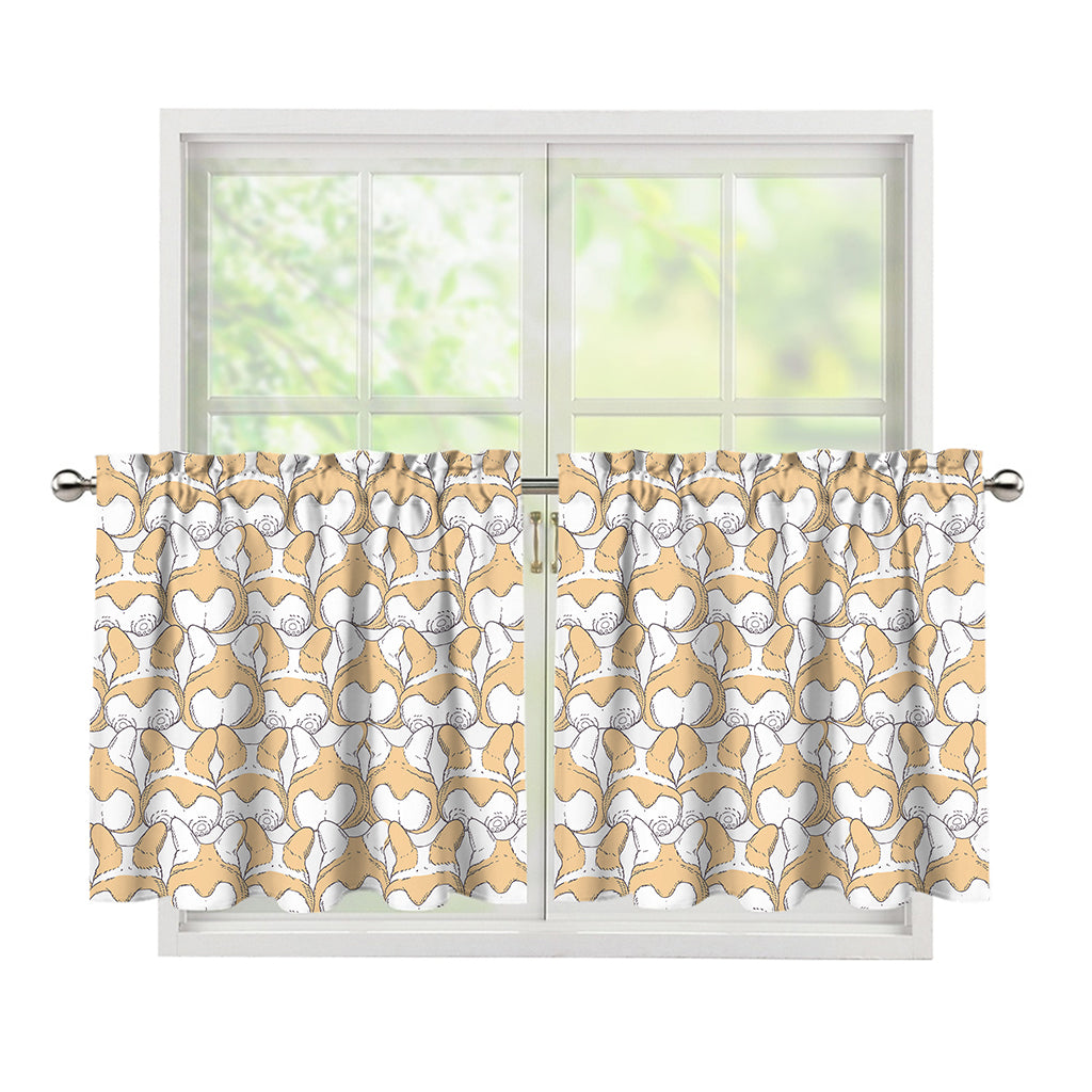Corgi Butt Pattern Print Tier Curtains
