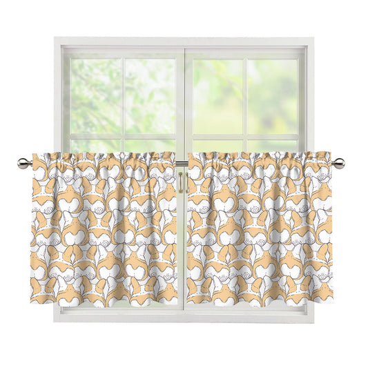 Corgi Butt Pattern Print Tier Curtains