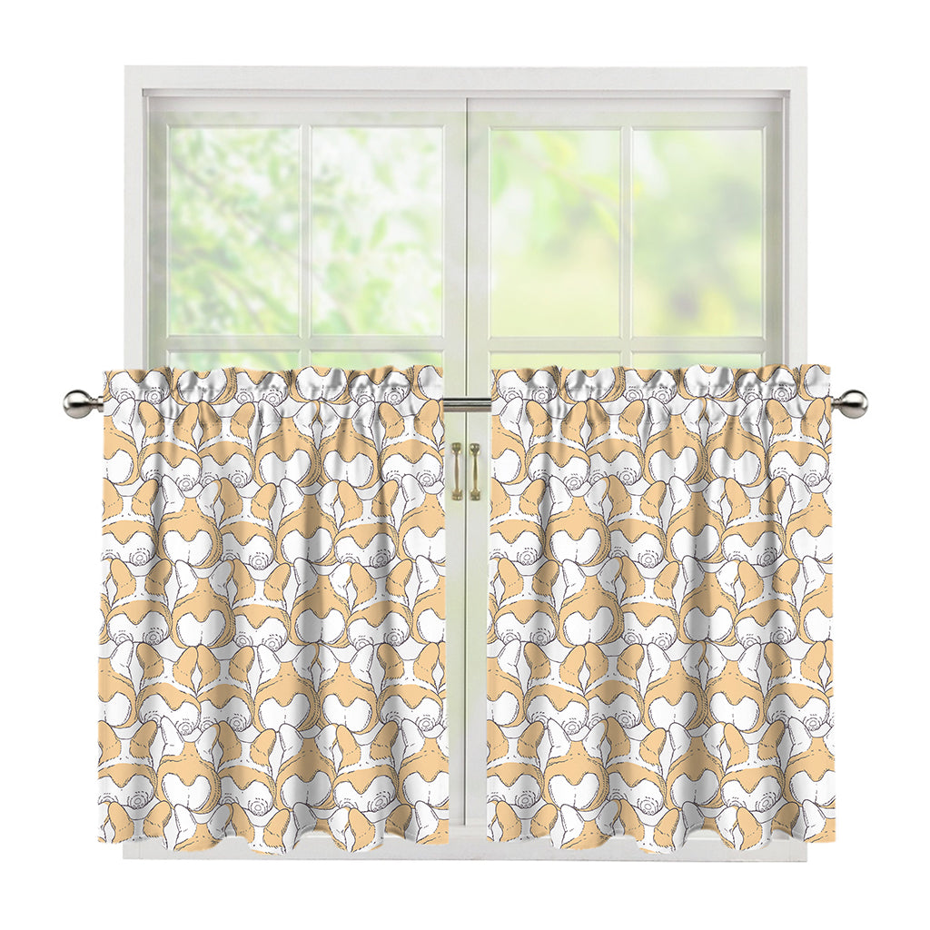 Corgi Butt Pattern Print Tier Curtains