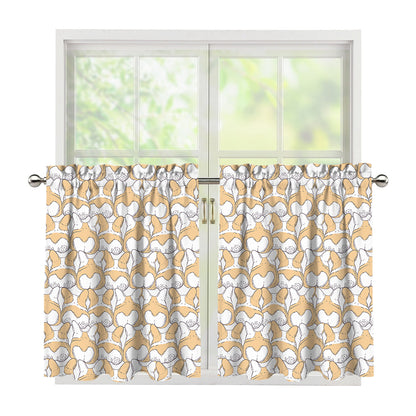 Corgi Butt Pattern Print Tier Curtains