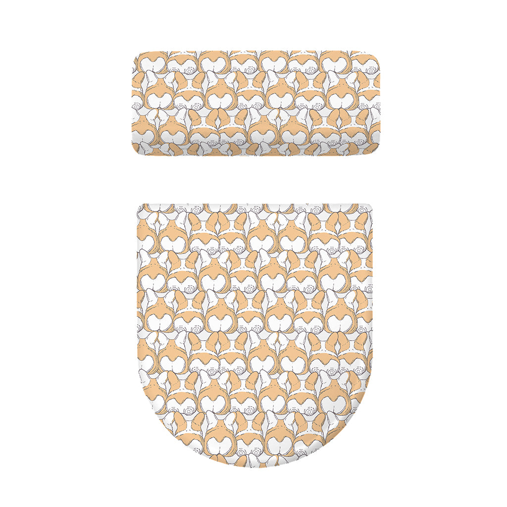 Corgi Butt Pattern Print Toilet Lid And Tank Cover Set