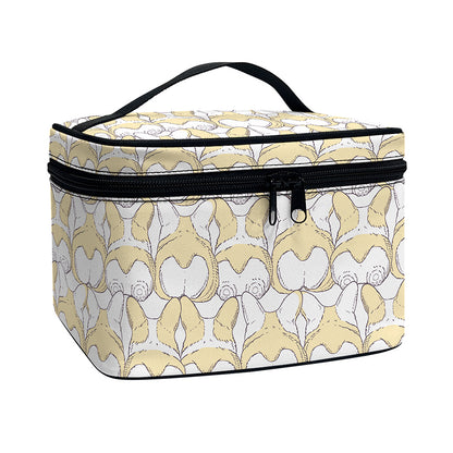 Corgi Butt Pattern Print Travel Makeup Bag