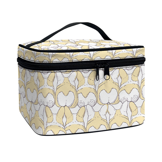 Corgi Butt Pattern Print Travel Makeup Bag