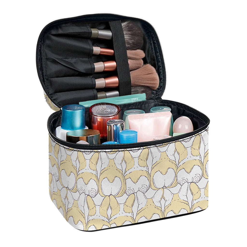 Corgi Butt Pattern Print Travel Makeup Bag
