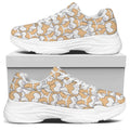 Corgi Butt Pattern Print White Chunky Shoes