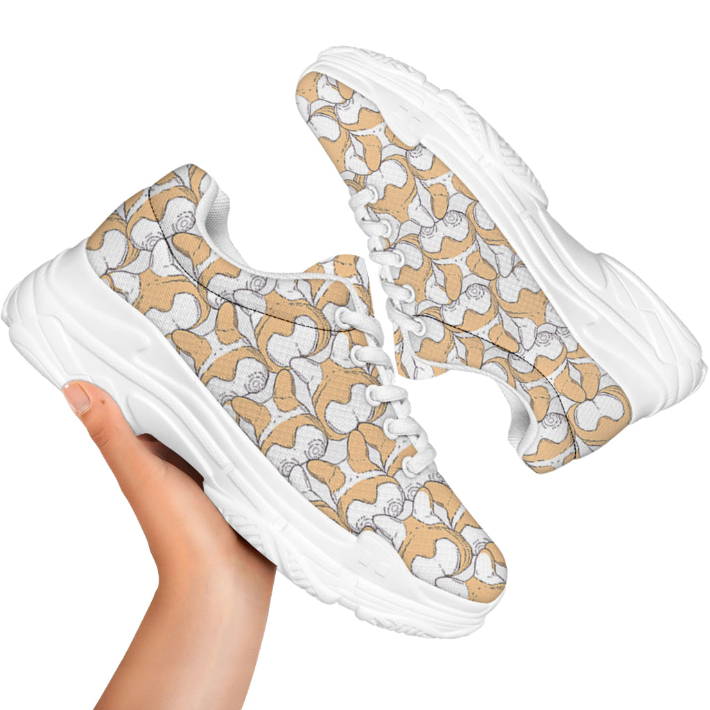 Corgi Butt Pattern Print White Chunky Shoes