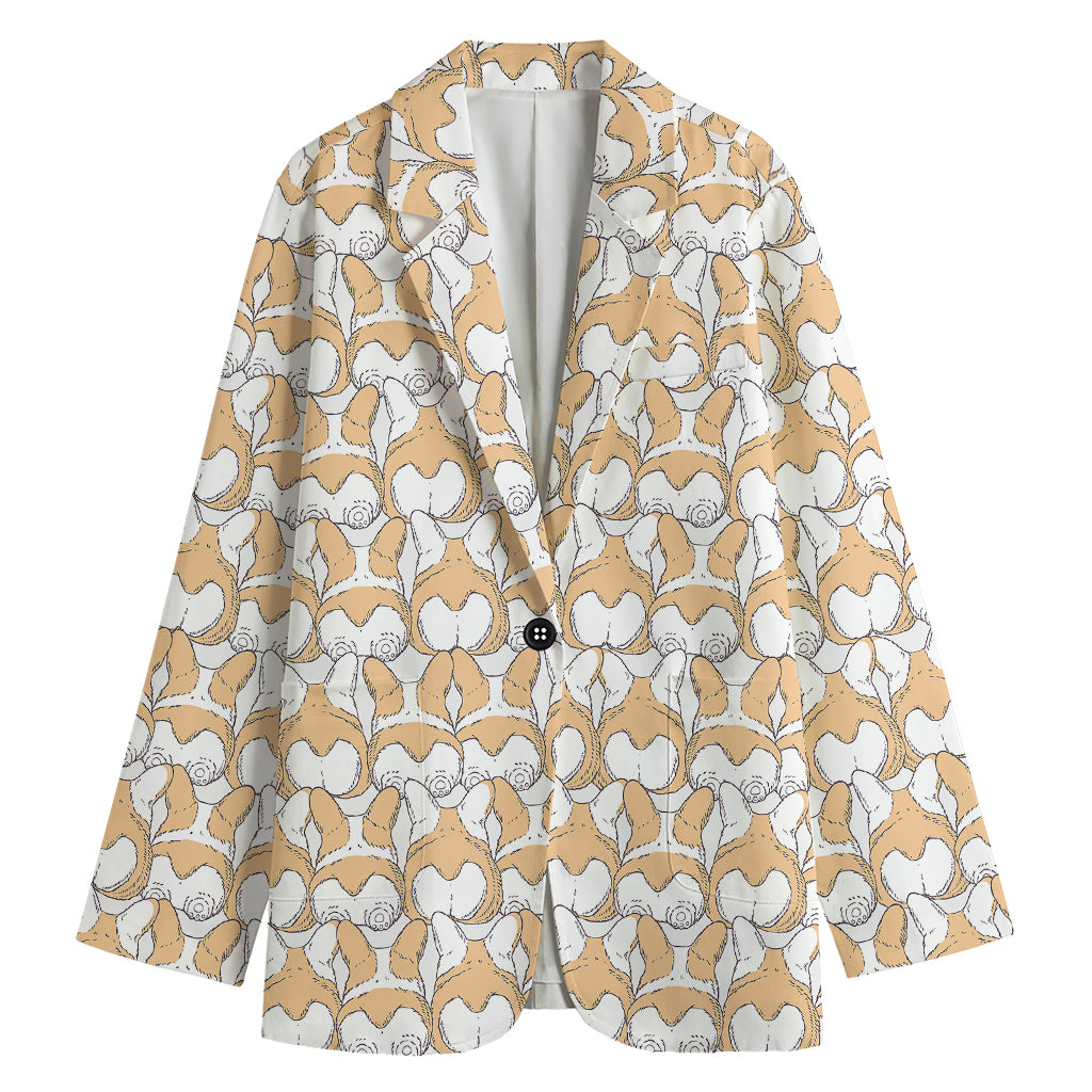 Corgi Butt Pattern Print Women's Blazer