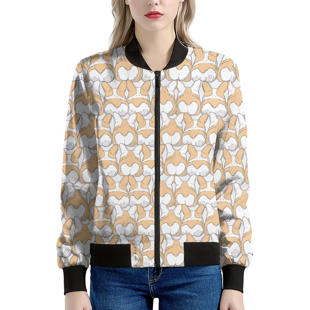 Corgi Butt Pattern Print Women's Bomber Jacket